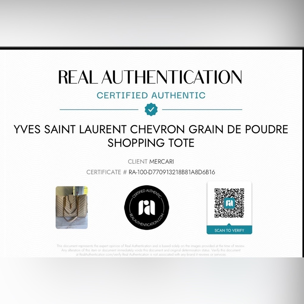 Saint Laurent YSL Monogram Chevron Shopping Tote – Beige with Gold Hardware - Picture 17 of 17